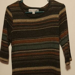 Striped ribbed sweater dress